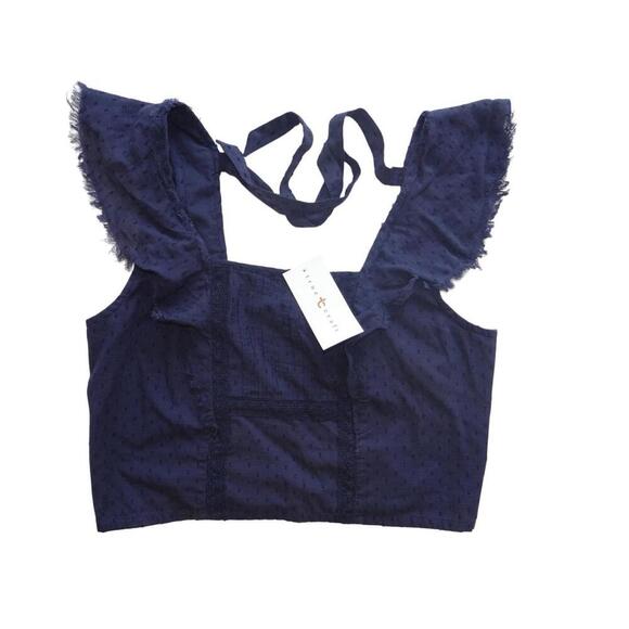 True Craft Navy Blue Frill Crop Top - Size L - Picture 2 of 4